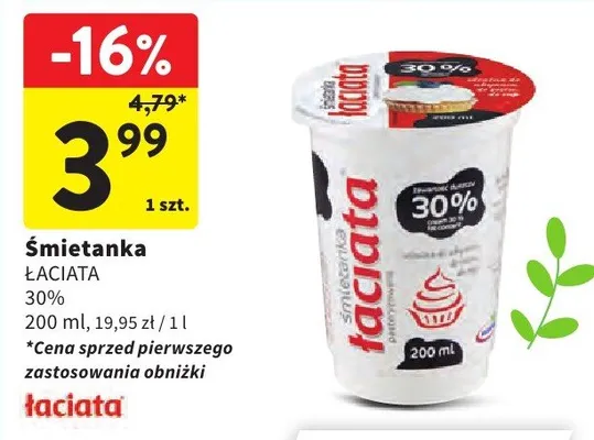Śmietanka 30% promocja w Intermarche