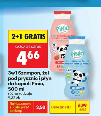 3w1 Szampon żel pod prysznic i płyn do kąpieli Pinio Sensitive promocja w Biedronka
