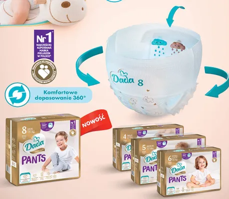 Pieluchomajtki Dada Extra Care Pants 8 XXXL 19+ kg promocja w Biedronka