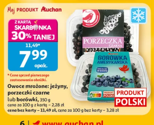 Owoce mrożone porzeczki czarne Auchan promocja w Auchan
