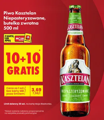 Piwo Kasztelan Niepasteryzowane promocja w Biedronka
