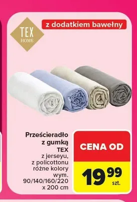 Prześcieradło z gumką z jerseyu TEX promocja w Carrefour