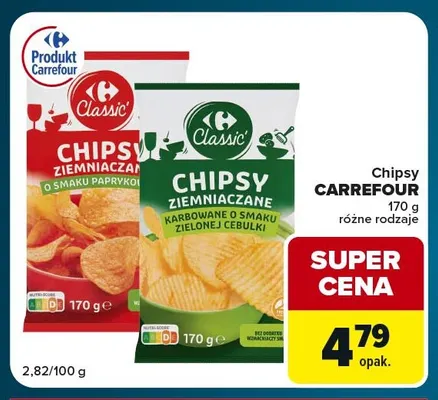 Chipsy ziemniaczane o smaku paprykowym Carrefour promocja w Globi