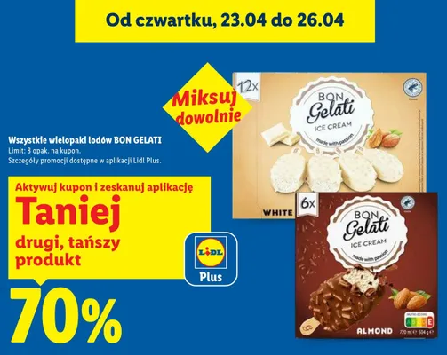 Lody Bon Gelati wielopak promocja w Lidl