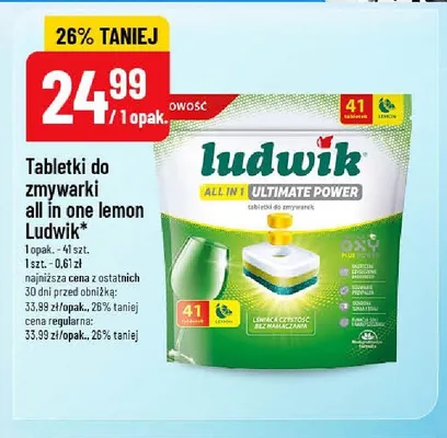 Tabletki do zmywarki Ludwik All in One Lemon promocja w POLOmarket