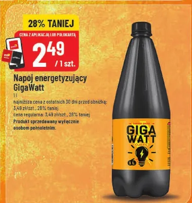Napój energetyzujący GigaWatt promocja w POLOmarket