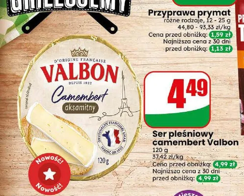 Ser pleśniowy camembert Valbon aksamitny promocja w Dino