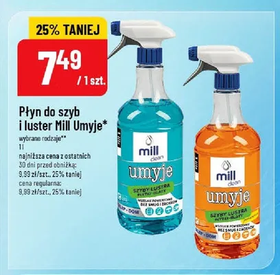 Płyn do szyb i luster Mill Umyje pomarańczowy promocja w POLOmarket
