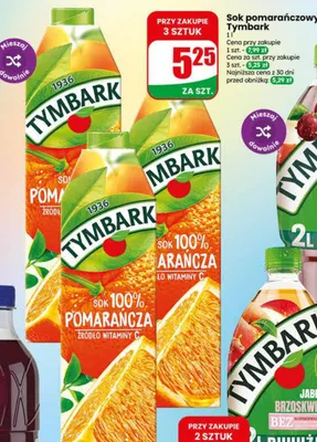 Sok pomarańczowy Tymbark 100% promocja w Dino