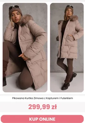 Pikowana kurtka zimowa z kapturem i futerkiem Renee promocja w Renee