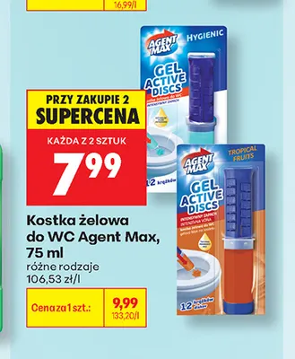 Kostka żelowa do WC Agent Max Tropical Fruits promocja w Biedronka