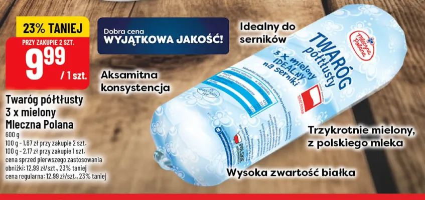 Twaróg półtłusty 3 x mielony Mleczna Polana promocja w POLOmarket