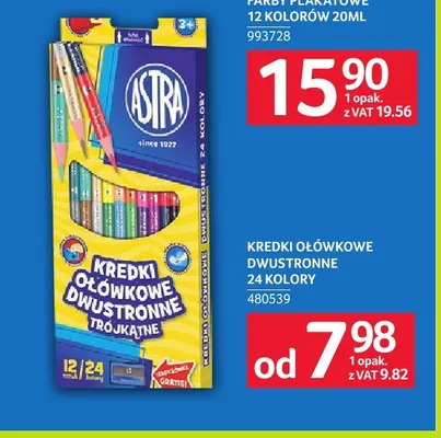Kredki ołówkowe dwustronne 24 kolory Astra promocja w Selgros