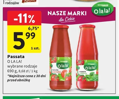 Passata z bazylią O la la! promocja w Intermarche