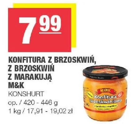 Konfitura z brzoskwiń, z brzoskwiń z marakują promocja w SPAR