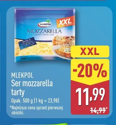 Ser mozzarella tarty Mlekpol promocja w Aldi
