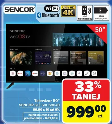 Telewizor 50" Sencor SLE 50US804B promocja w Carrefour