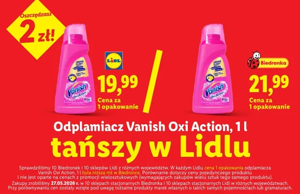 Odplamiacz Vanish Oxi Action promocja w Lidl