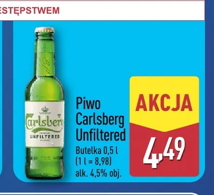 Piwo Carlsberg Unfiltered 4,5% promocja w Aldi