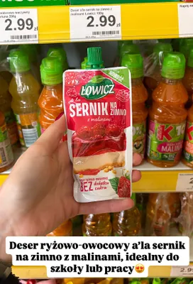 Deser a'la sernik na zimno z malinami promocja w Dino
