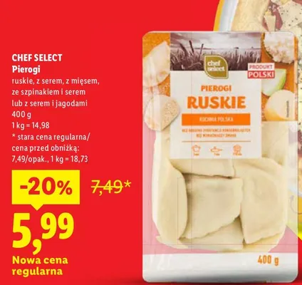 Pierogi z mięsem Chef Select promocja w Lidl