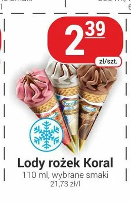 Lody rożek Koral promocja w Delikatesy Sezam