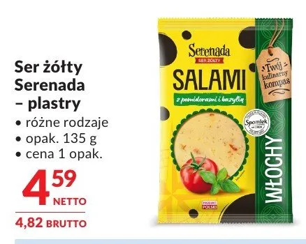 Ser żółty Serenada - plastry różne rodzaje promocja w Makro