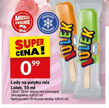 Lody na patyku mix Lulek Koral promocja w Twój Market