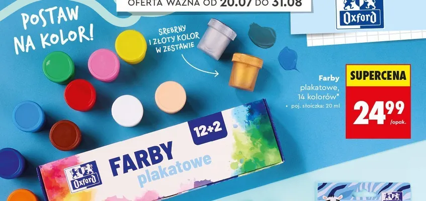 Farby plakatowe Oxford 14 kolorów promocja w Biedronka