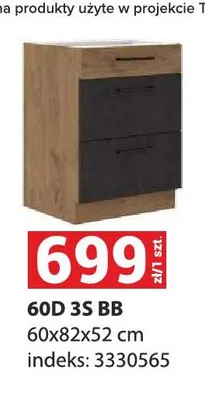 Szafka kuchenna 60D 3S BB promocja w Merkury Market