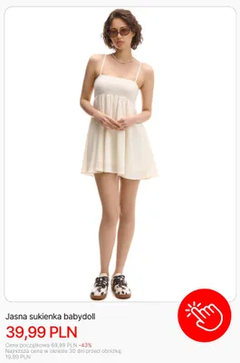 Sukienka babydoll Cropp jasna promocja w Cropp