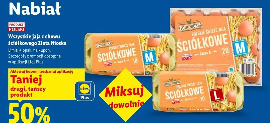 Jaja z chowu ściółkowego Złota Nioska promocja w Lidl