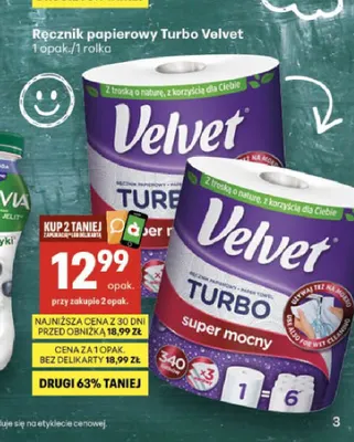 Ręcznik papierowy Turbo Velvet promocja w Delikatesy Centrum