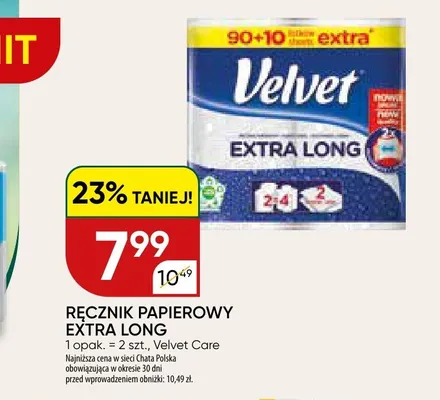 Ręcznik papierowy Velvet Extra Long promocja w Chata Polska