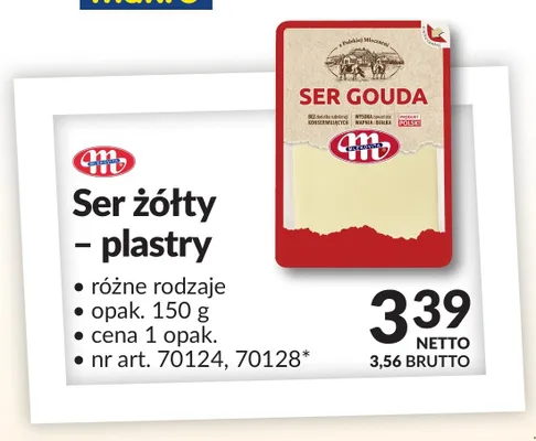 Ser żółty Gouda plastry Mlekovita promocja w Makro
