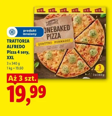 Pizza 4 sery Trattoria Alfredo XXL 3-pak 340g promocja w Lidl