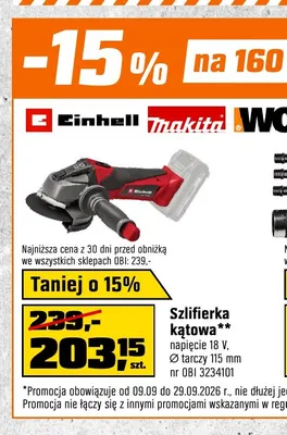 Szlifierka kątowa Einhell promocja w OBI