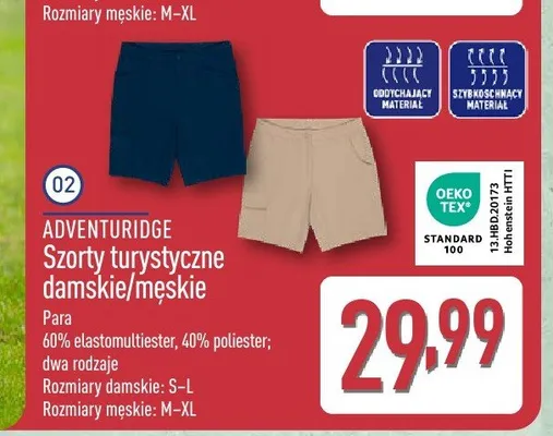 Szorty turystyczne męskie Adventuridge promocja w Aldi