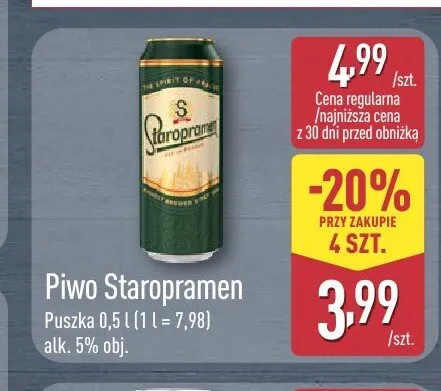 Piwo Staropramen promocja w Aldi