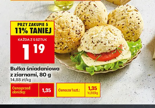 Bułka śniadaniowa z ziarnami promocja w Biedronka
