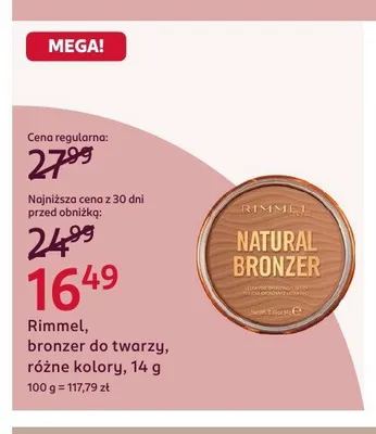 Bronzer do twarzy Rimmel Natural Bronzer promocja w Rossmann