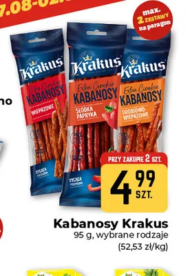Kabanosy Extra Cienkie wieprzowe Krakus promocja w Społem Częstochowa