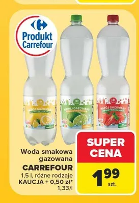 Woda smakowa gazowana truskawkowa Carrefour promocja w Carrefour