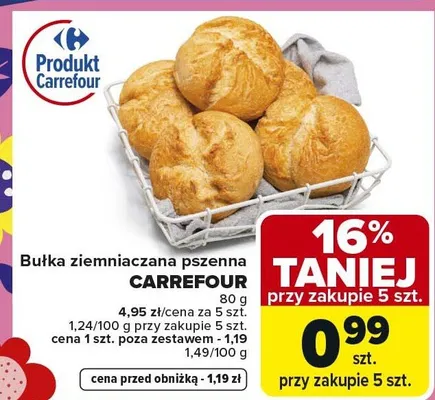 Bułka ziemniaczana pszenna promocja w Carrefour Market