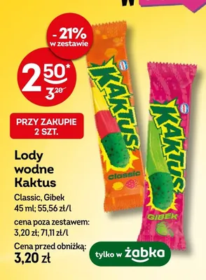 Lody wodne Kaktus Gibek promocja w Żabka