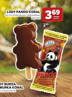 Lody Panda śmietankowo-czekoladowe Koral promocja w Stokrotka