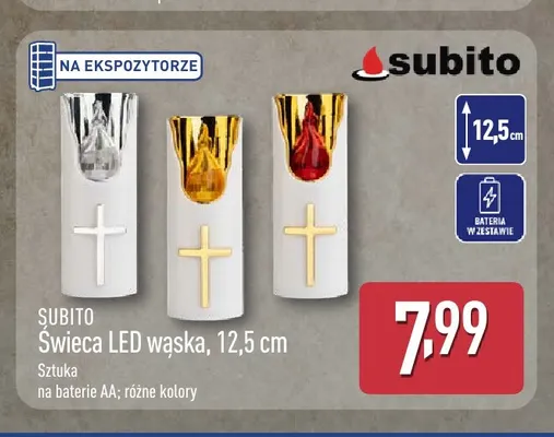 Świeca LED wąska 12,5 cm Subito promocja w Aldi