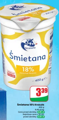 Śmietana 18% Krasula promocja w Dino