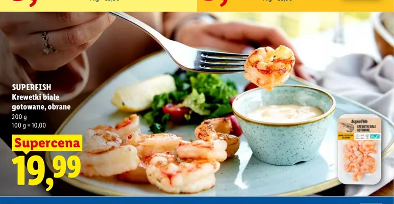 Krewetki białe gotowane obrane Superfish promocja w Lidl