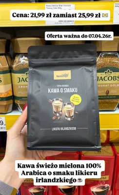 Kawa świeżo mielona 100% Arabica o smaku likieru irlandzkiego promocja w Dino